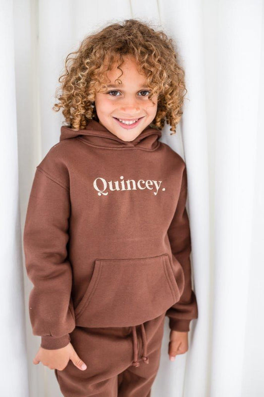 AW Boys personalised bold name embroidered hoodie