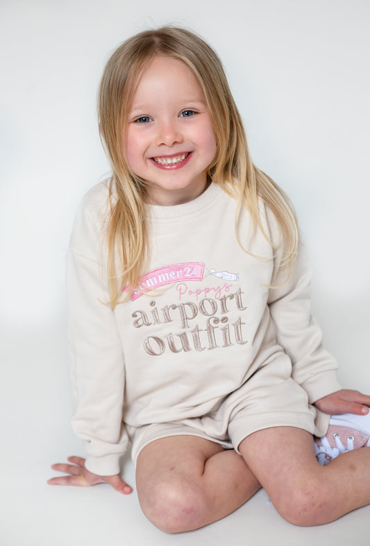 Stone 'Airport Outfit' personalised embroidered sweatshirt