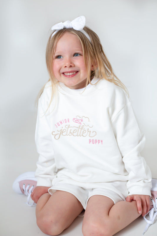 'Junior Jetsetter' personalised embroidered sweatshirt