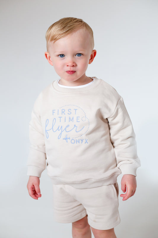 'First Time Flyer' personalised name embroidered sweatshirt