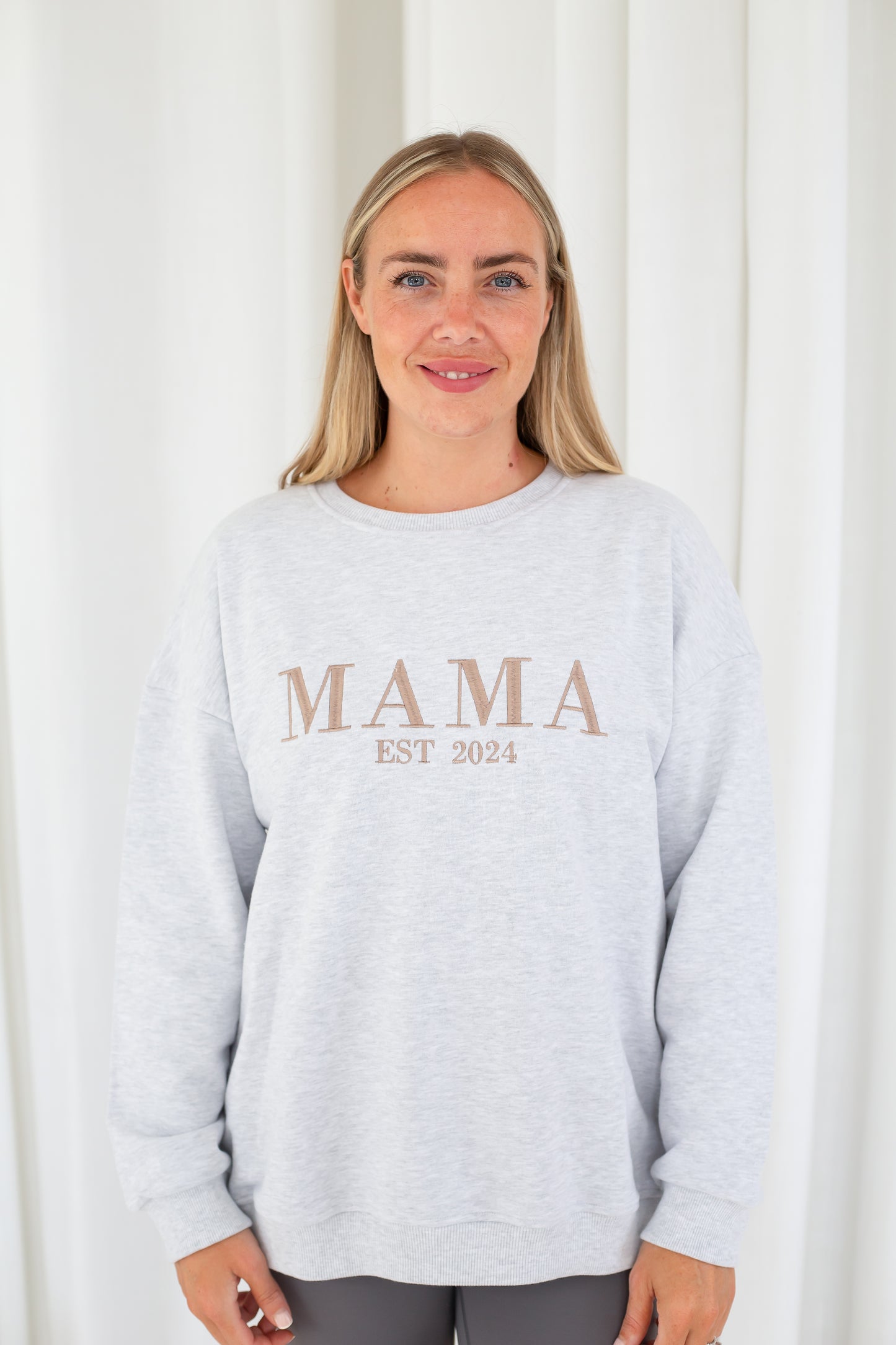 AW 'MAMA EST.' ladies' embroidered matching mini me sweatshirt