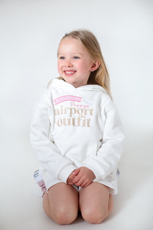 Ivory Airport Outfit personalised embroidered hoodie