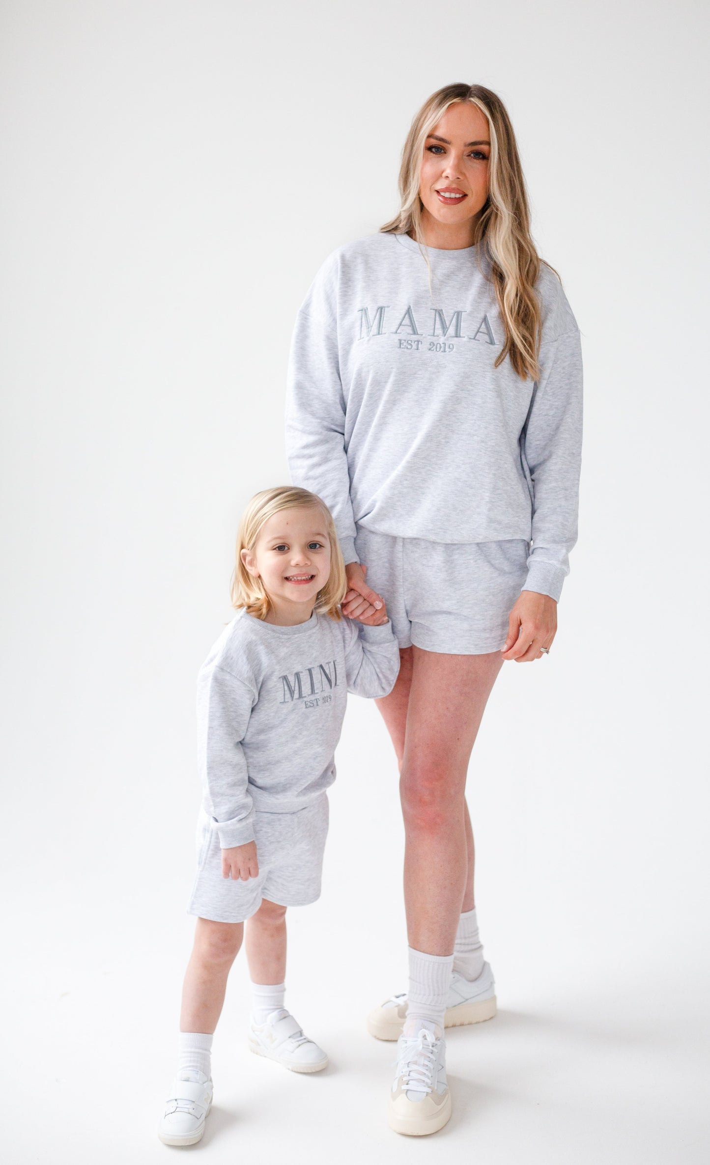 AW Signature 'MAMA EST.' ladies' embroidered matching mini me sweatshirt