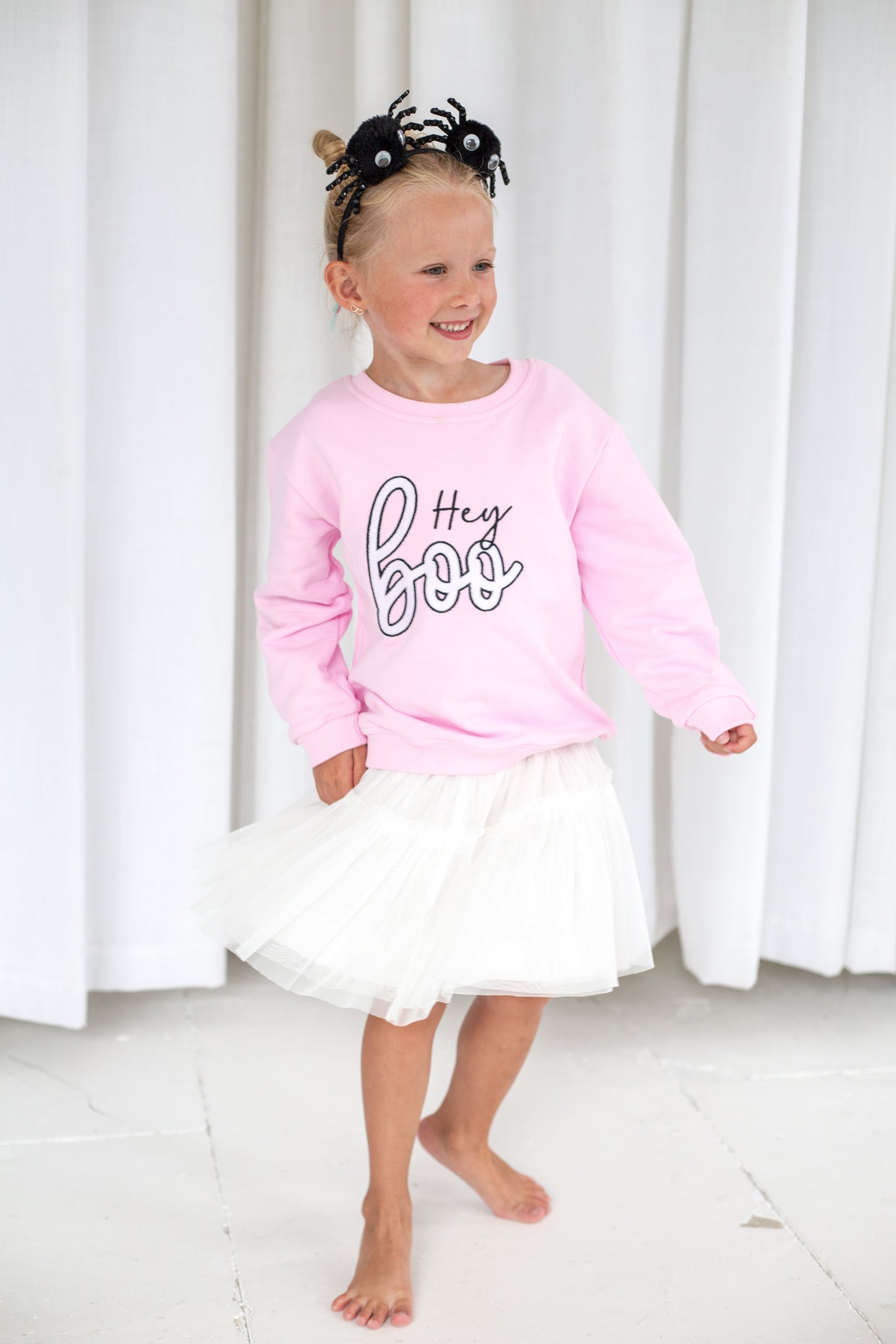 AW 'Hey Boo' pink embroidered sweatshirt
