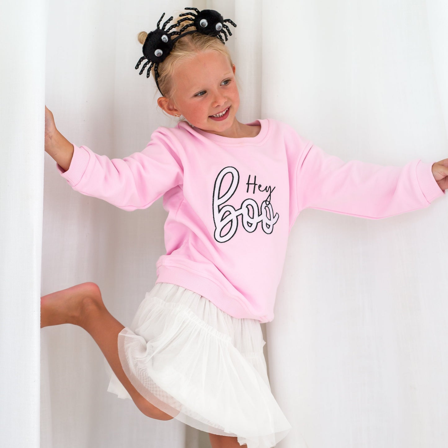AW 'Hey Boo' pink embroidered sweatshirt
