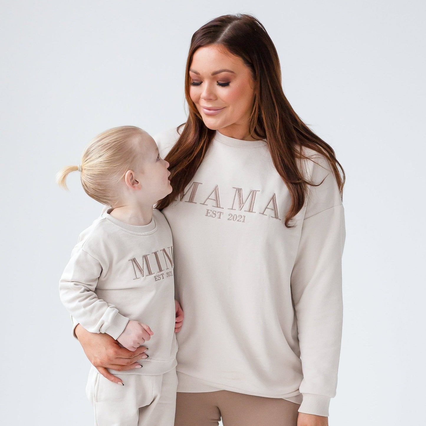 Signature 'MINI EST.' ladies' embroidered matching mini me sweatshirt