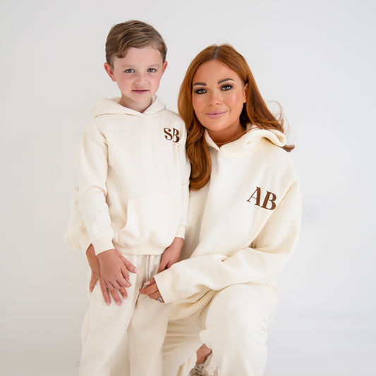 AW Ladies personalised initials embroidered matching mini me hoodie