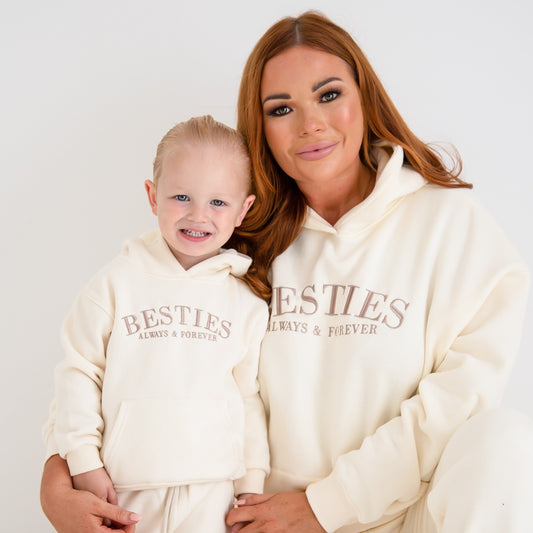 AW BESTIES. child's embroidered matching mini me hoodie