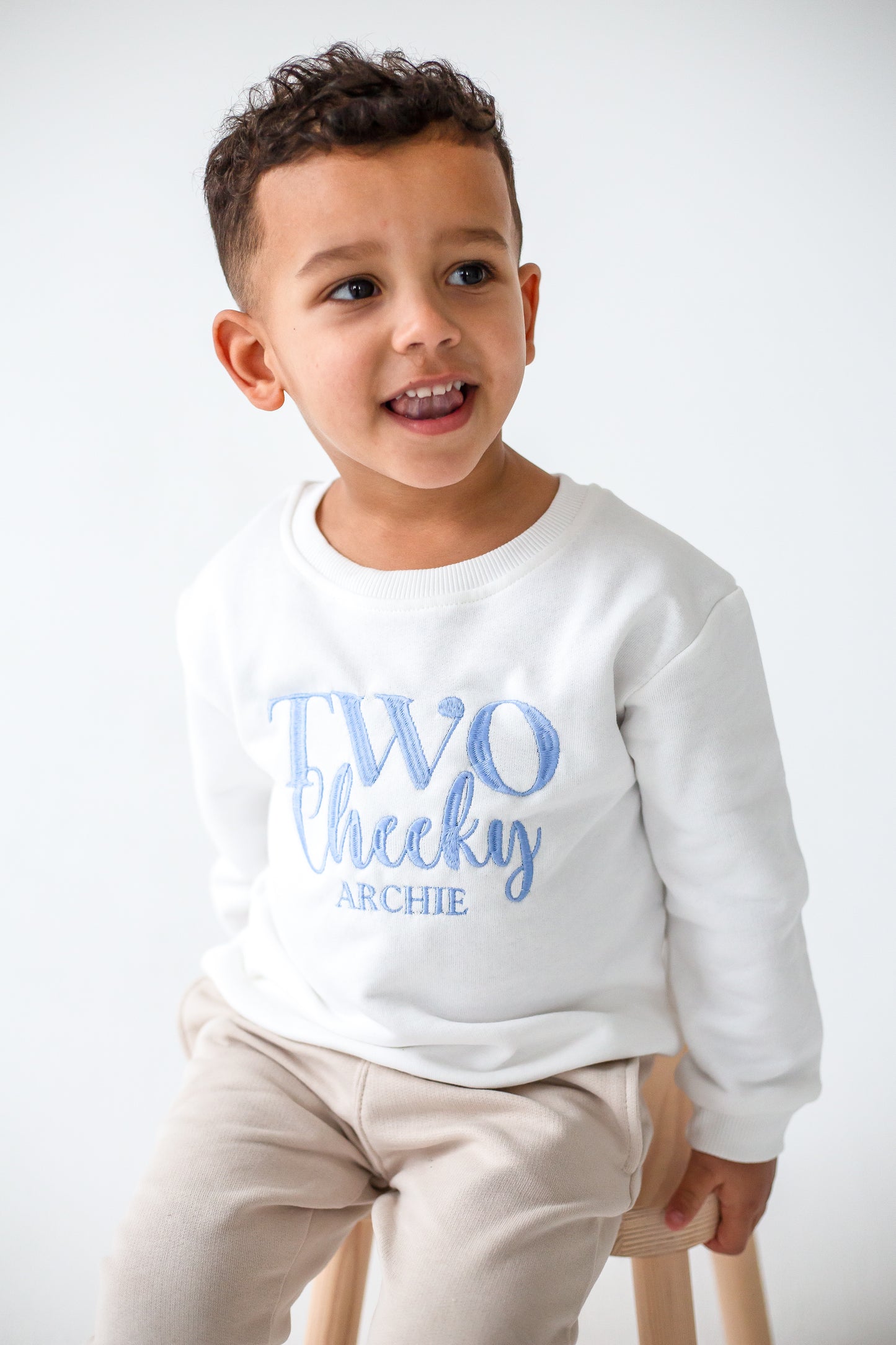 'Two Cheeky' Second birthday personalised embroidered sweatshirt Jumper