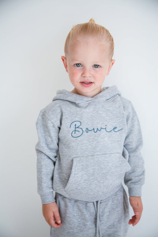 AW Boys personalised italic name embroidered hoodie