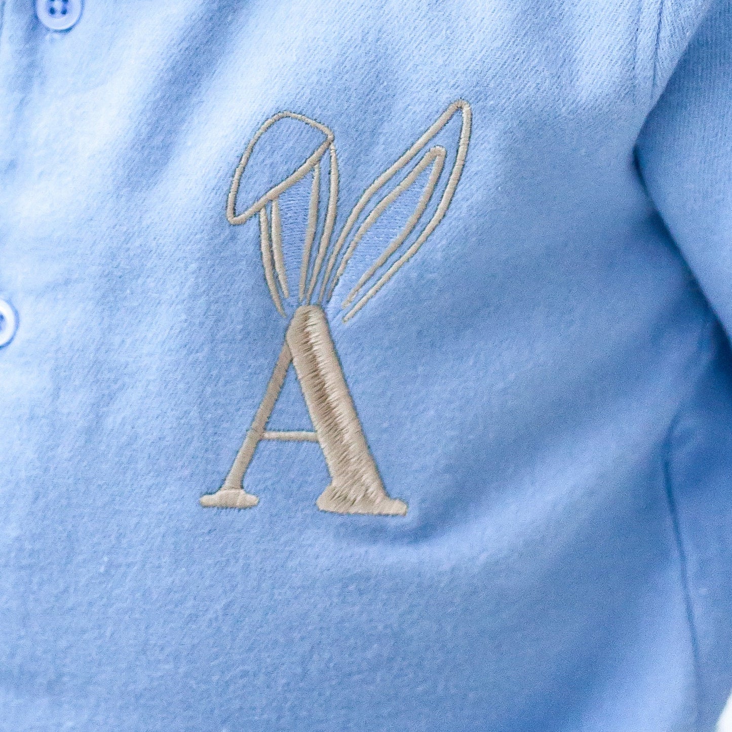 Easter bunny ears embroidered initial romper suit