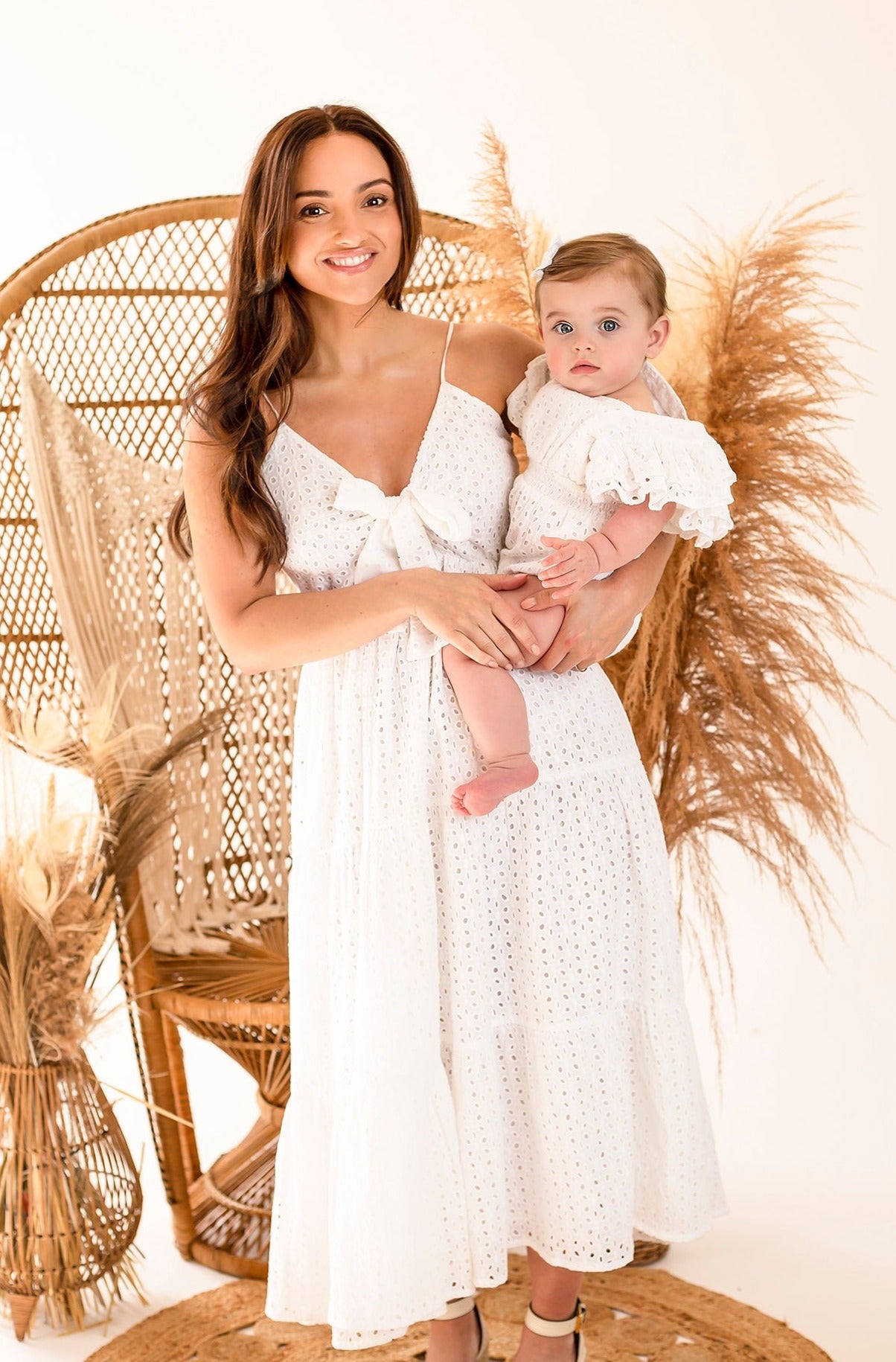 Ladies broderie anglaise mini me matching summer dress