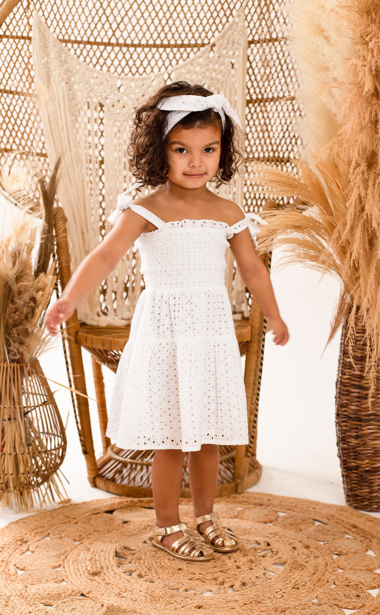 Girls broderie anglaise mini me matching tiered sundress