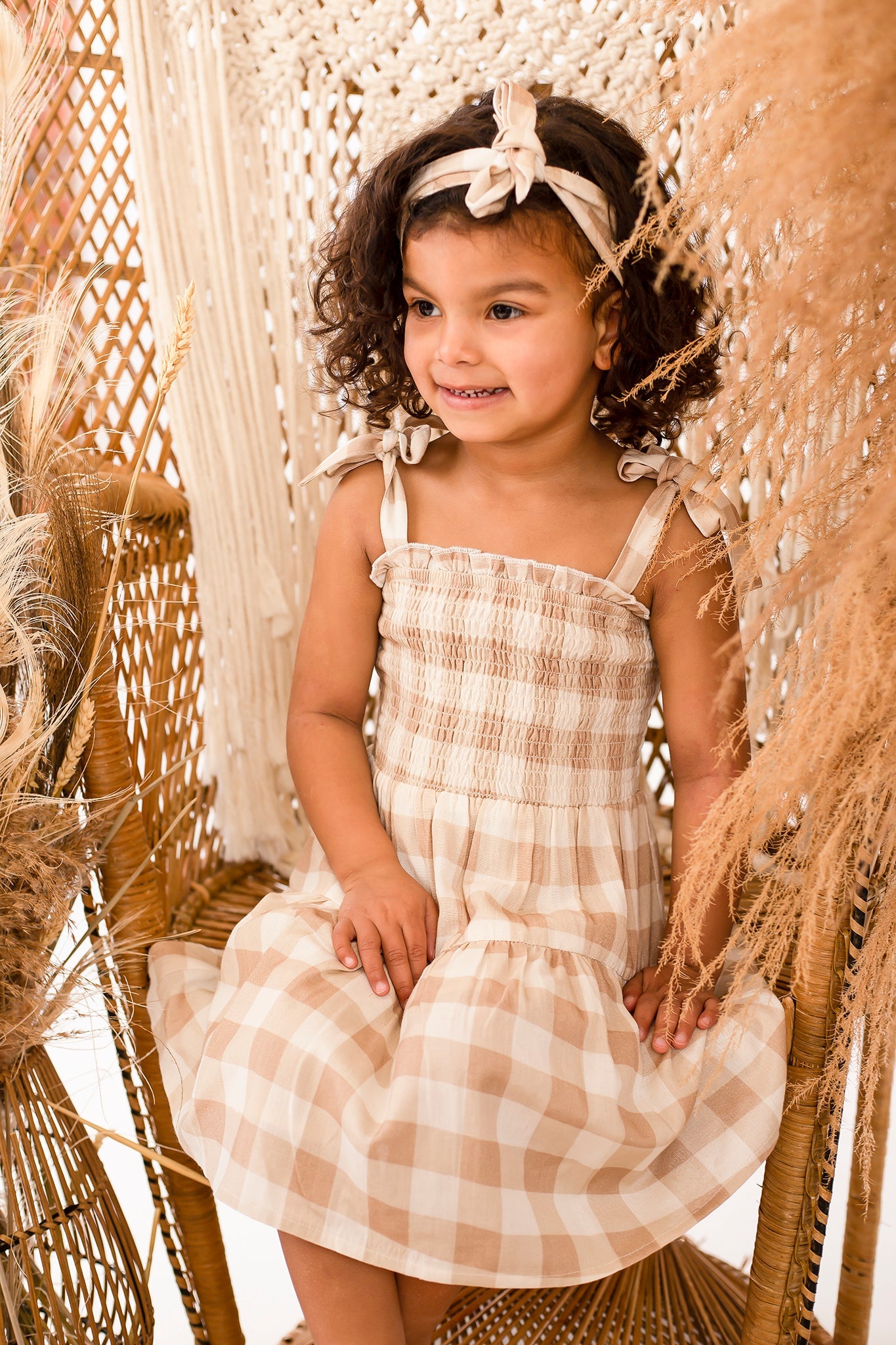 Boy's gingham mini me matching woven shirt