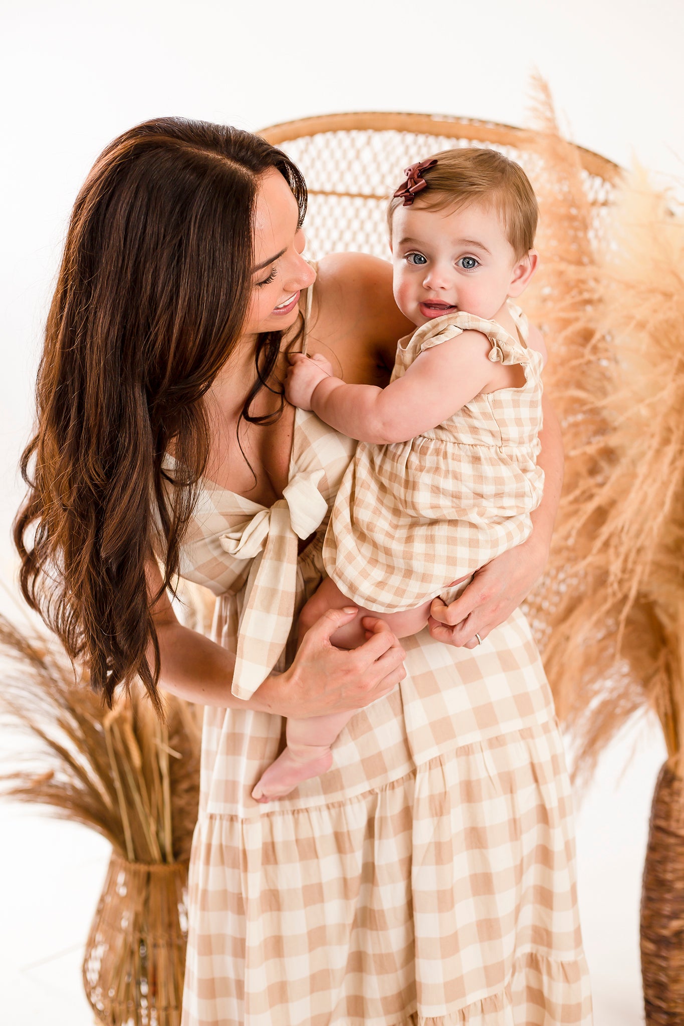 Girls gingham tiered mini me matching summer sundress