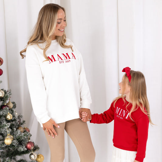Christmas MINI EST. embroidered matching mini me sweatshirt
