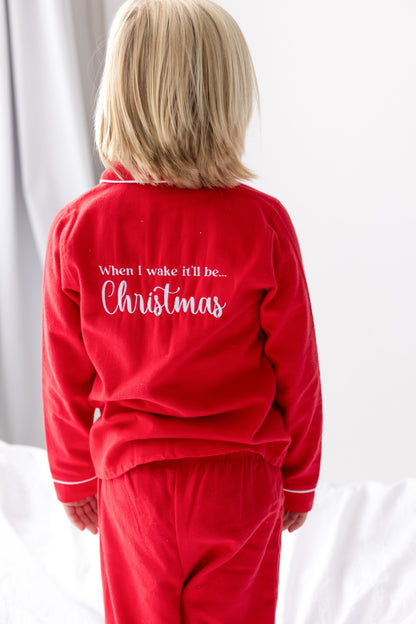 'When i wake' Christmas personalised embroidered front and back Gingerbread pyjamas