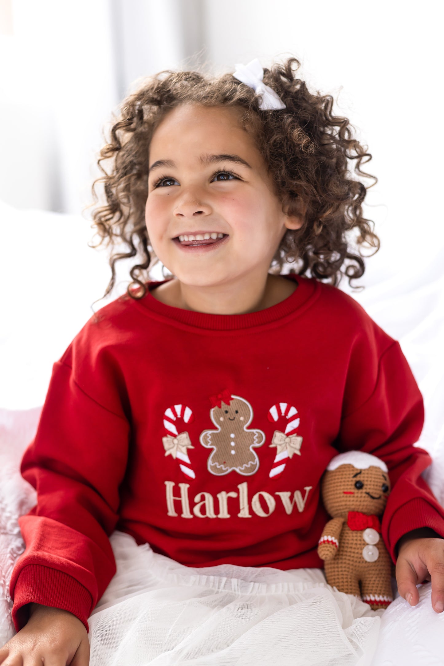 Gingerbread and Candy Cane Embroidered Personalised Christmas Jumper