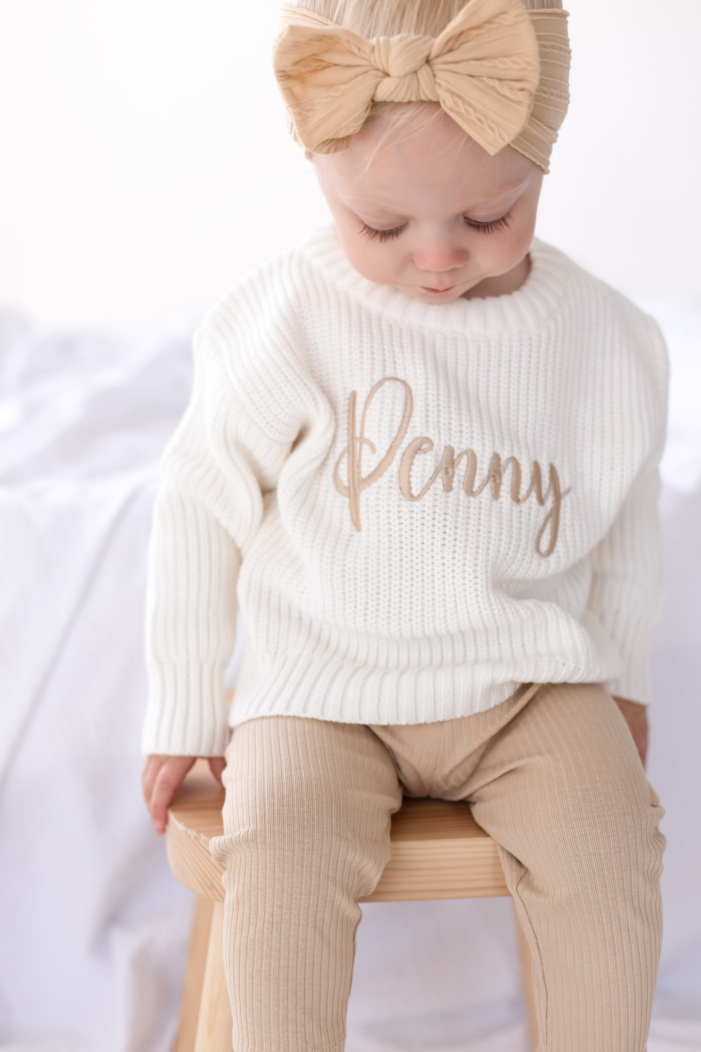 Personalised name embroidered knitted jumper
