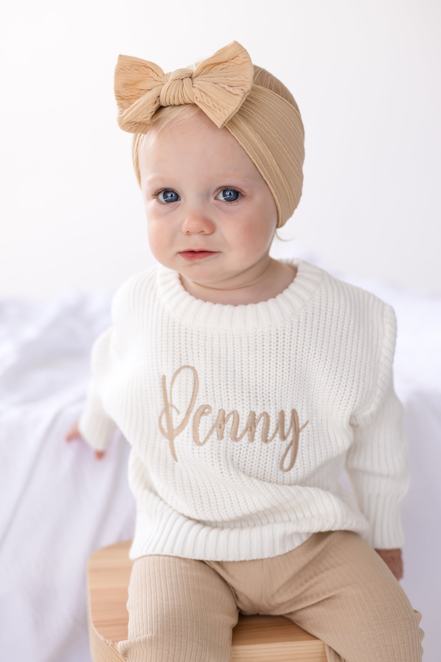 Personalised name embroidered knitted jumper