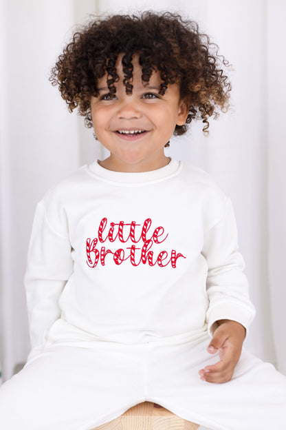 Christmas 'Big/Little Sibling' Embroidered Candy Cane Font Sweatshirt - Sister and Brother Available