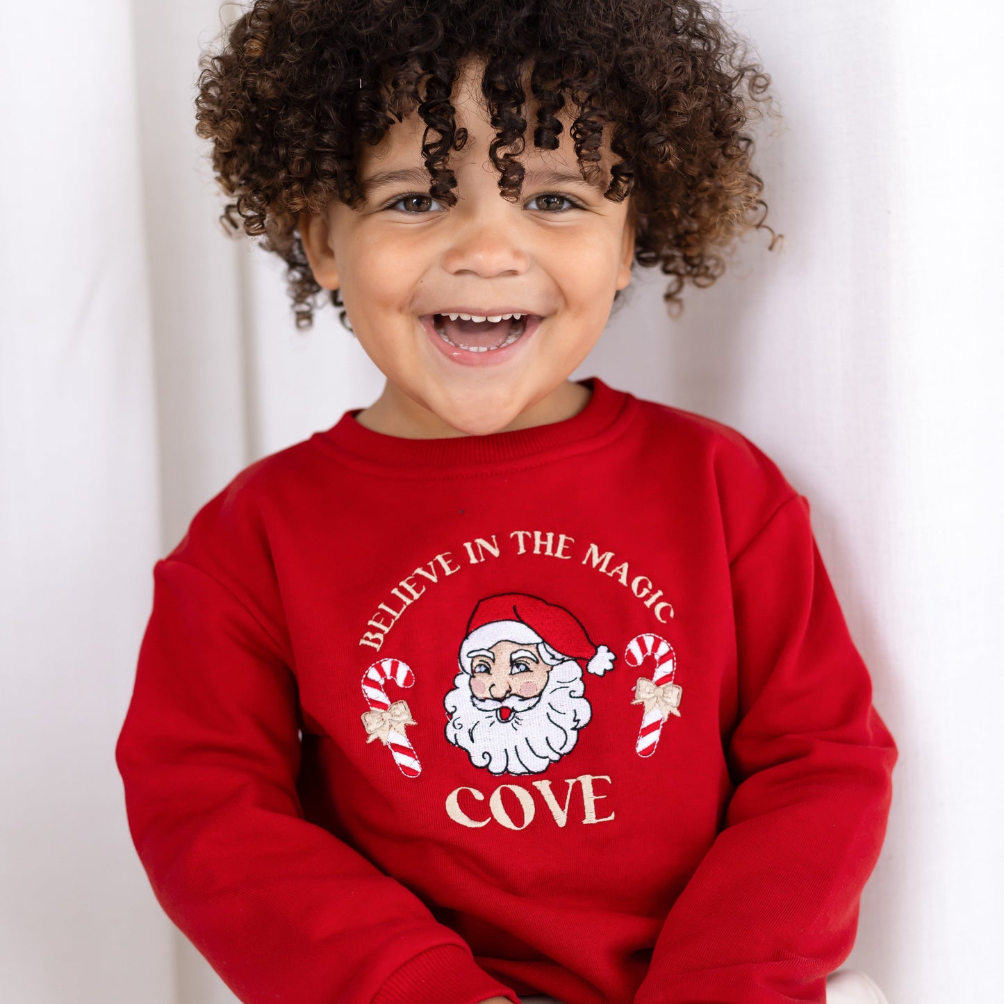 Vintage Santa and Candy Cane Embroidered Personalised Christmas Sweatshirt Jumper