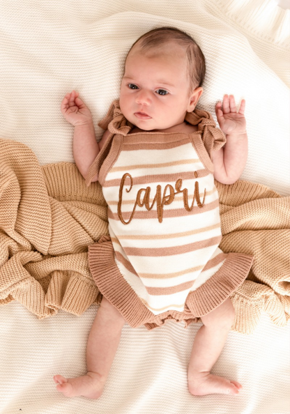 Striped Personalised Embroidered Summer Romper