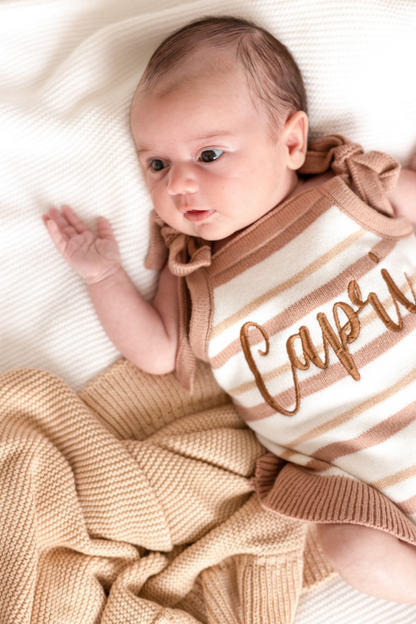 Striped Personalised Embroidered Summer Romper
