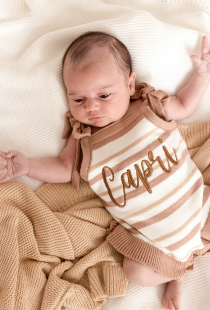 Striped Personalised Embroidered Summer Romper