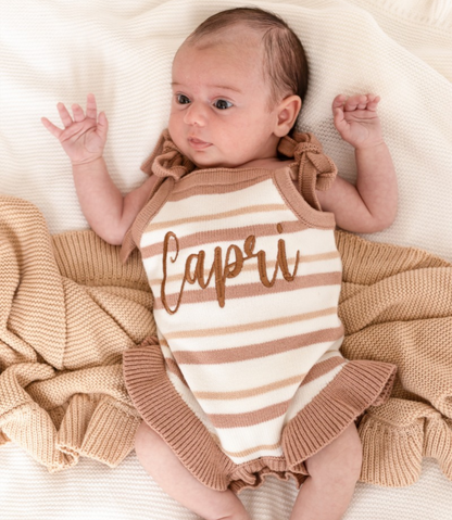Striped Personalised Embroidered Summer Romper