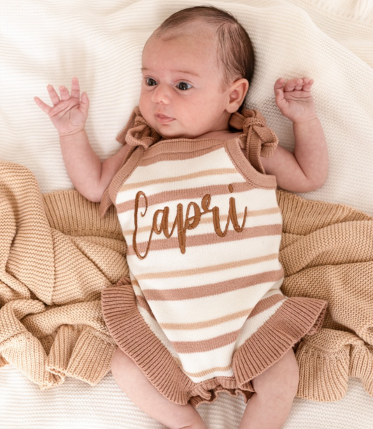 Striped Personalised Embroidered Summer Romper