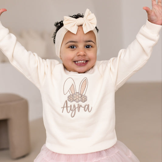 Easter floral bunny ears personalised embroidered sweatshirt