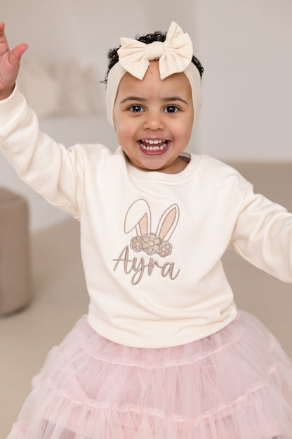 Easter floral bunny ears personalised embroidered sweatshirt