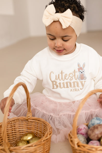 Easter 'Cutest Bunny' Personalised Embroidered Sweatshirt