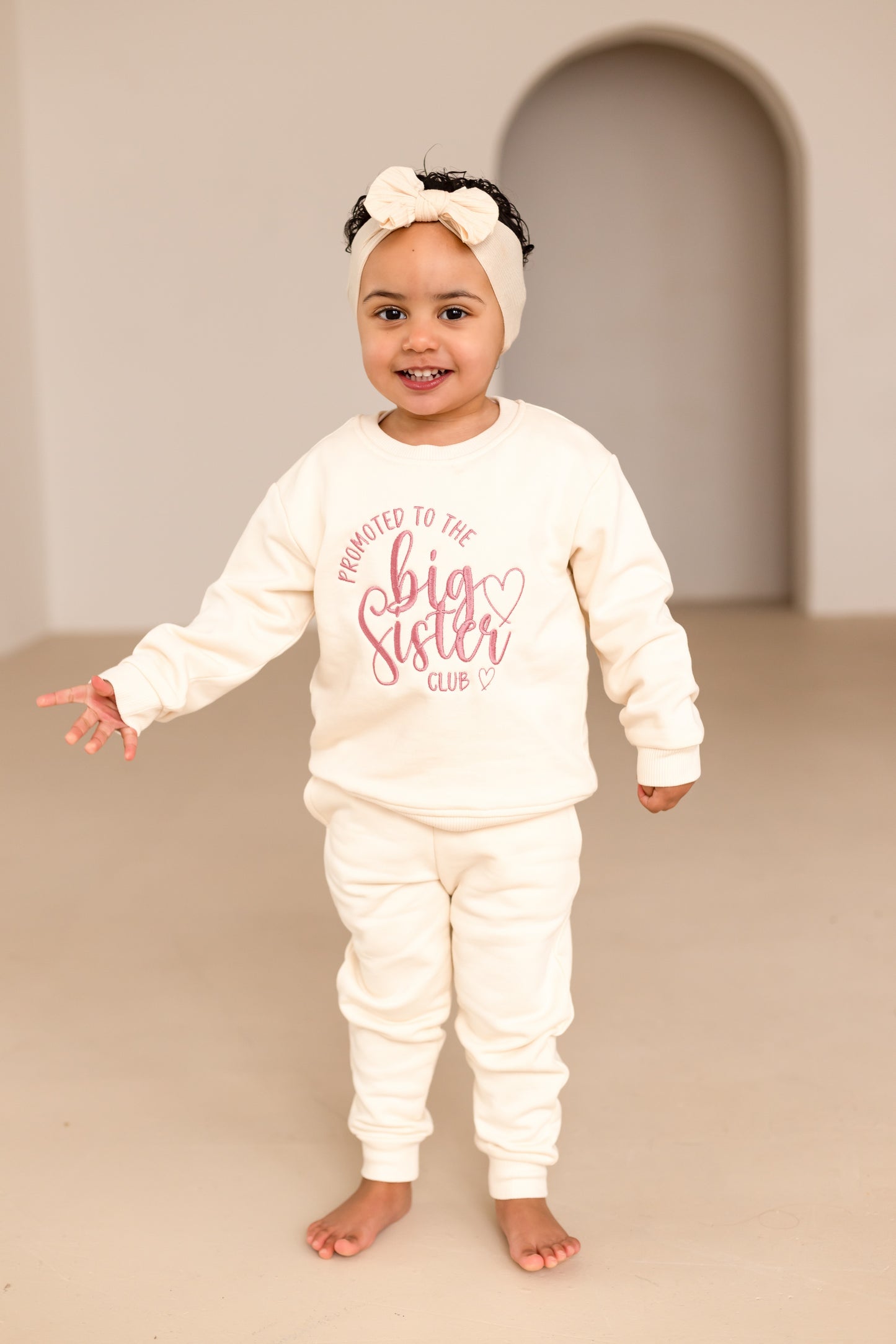 'Promoted to the Big Sister Club' personalised embroidered sweatshirt