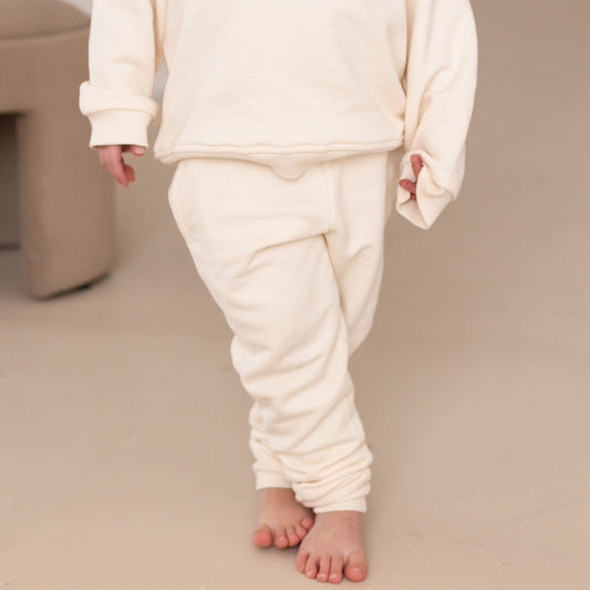 Child's sweat joggers - vanilla, stone, ash grey, ivory, blue