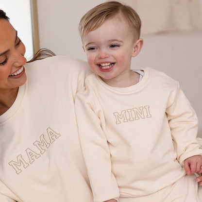 'Mama' outline embroidered matching mini me sweatshirt