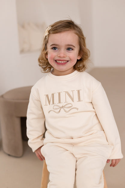 Mini Child's embroidered matching mini me sweatshirt with bow design