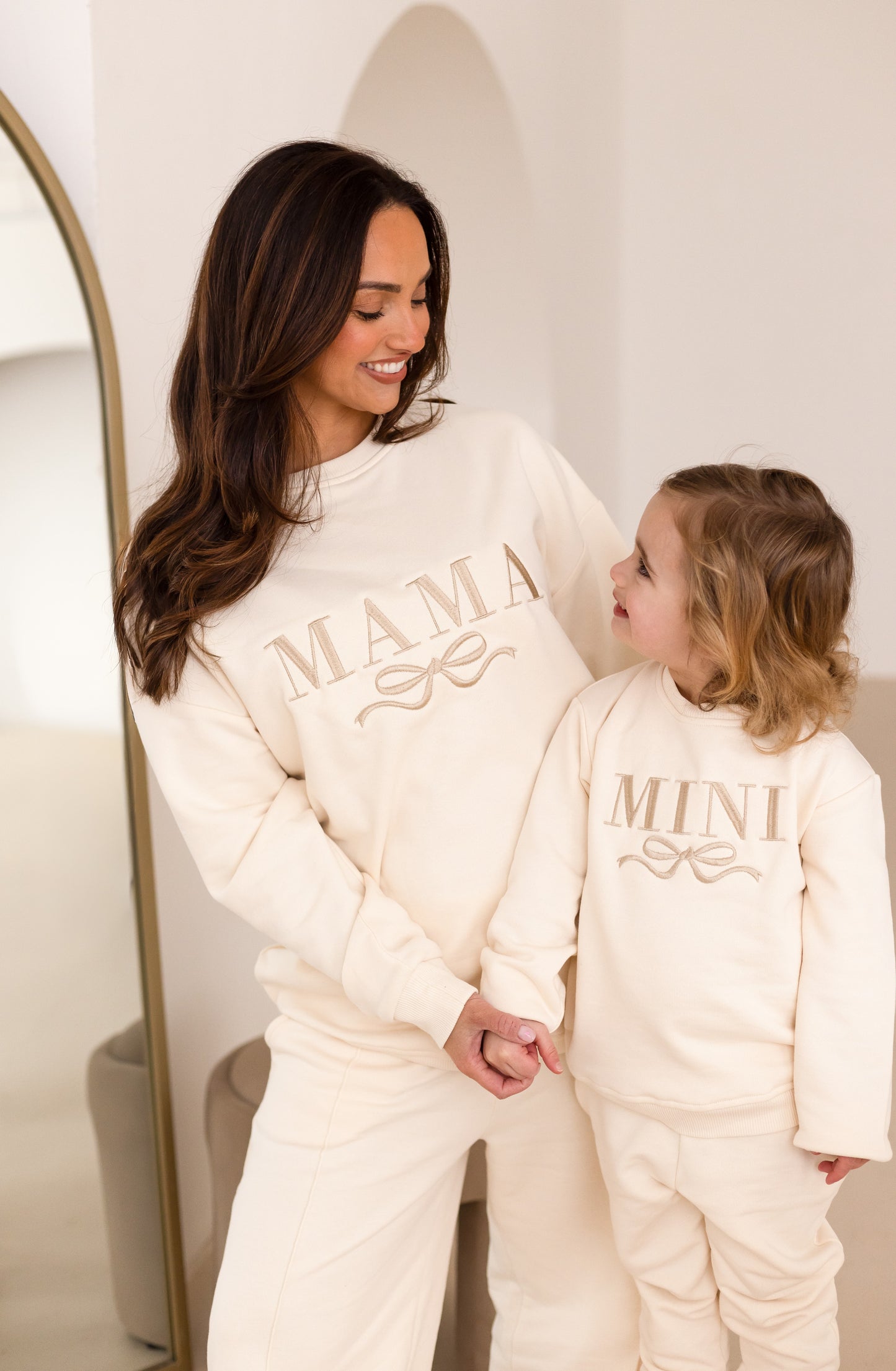 Mini Child's embroidered matching mini me sweatshirt with bow design