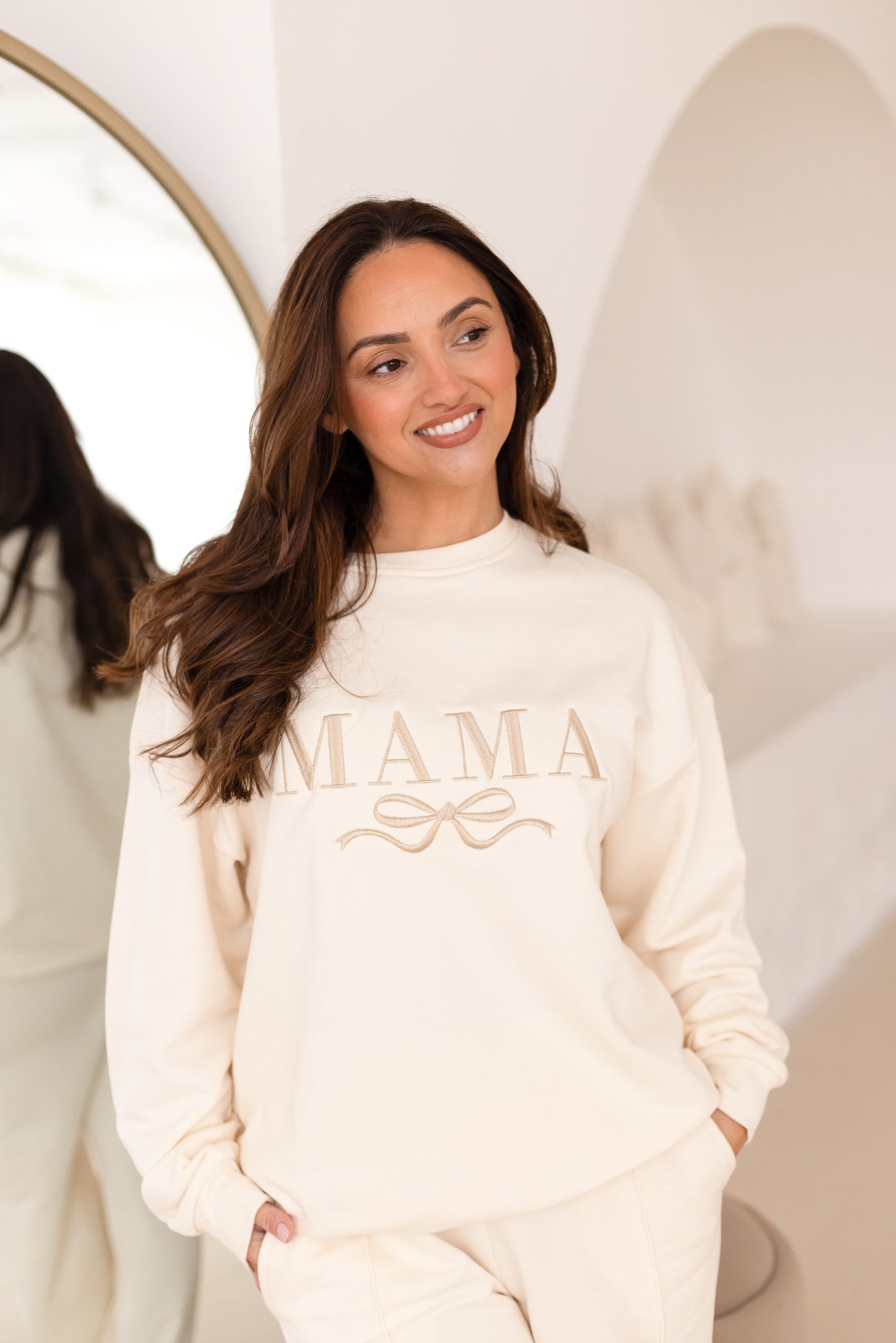 AW 'Mama' ladies' embroidered matching mini me sweatshirt with bow design