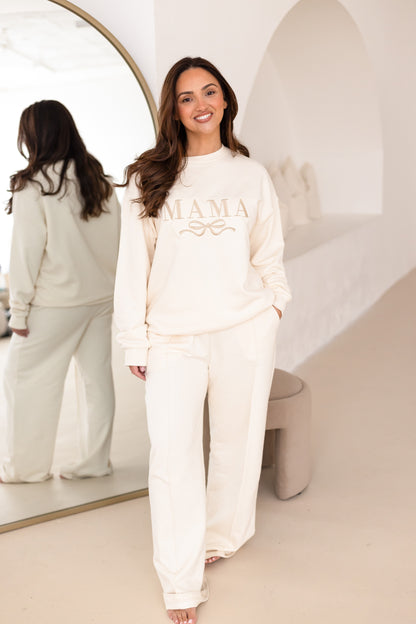 'Mama' ladies' embroidered matching mini me sweatshirt with bow design