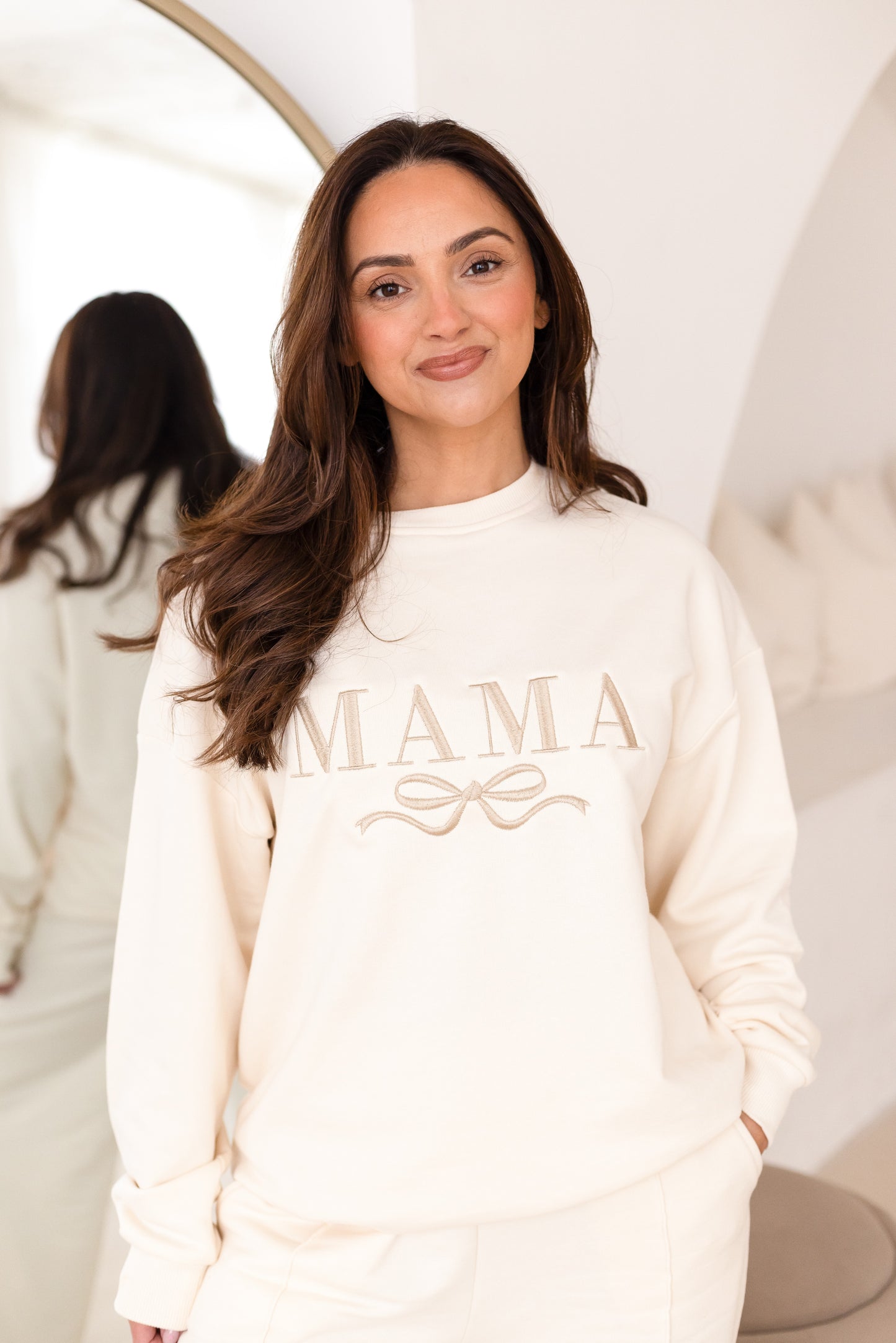 AW 'Mama' ladies' embroidered matching mini me sweatshirt with bow design