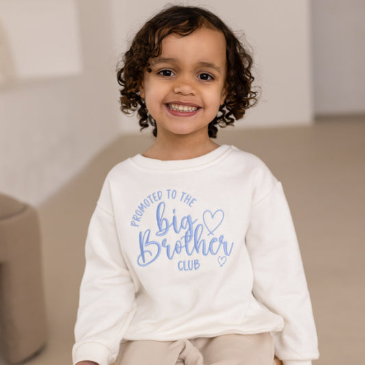 'Promoted to the Big Brother Club' personalised embroidered sweatshirt