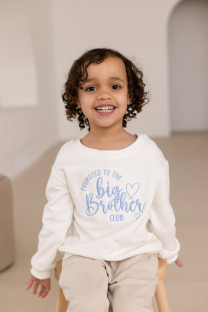 'Promoted to the Big Brother Club' personalised embroidered sweatshirt