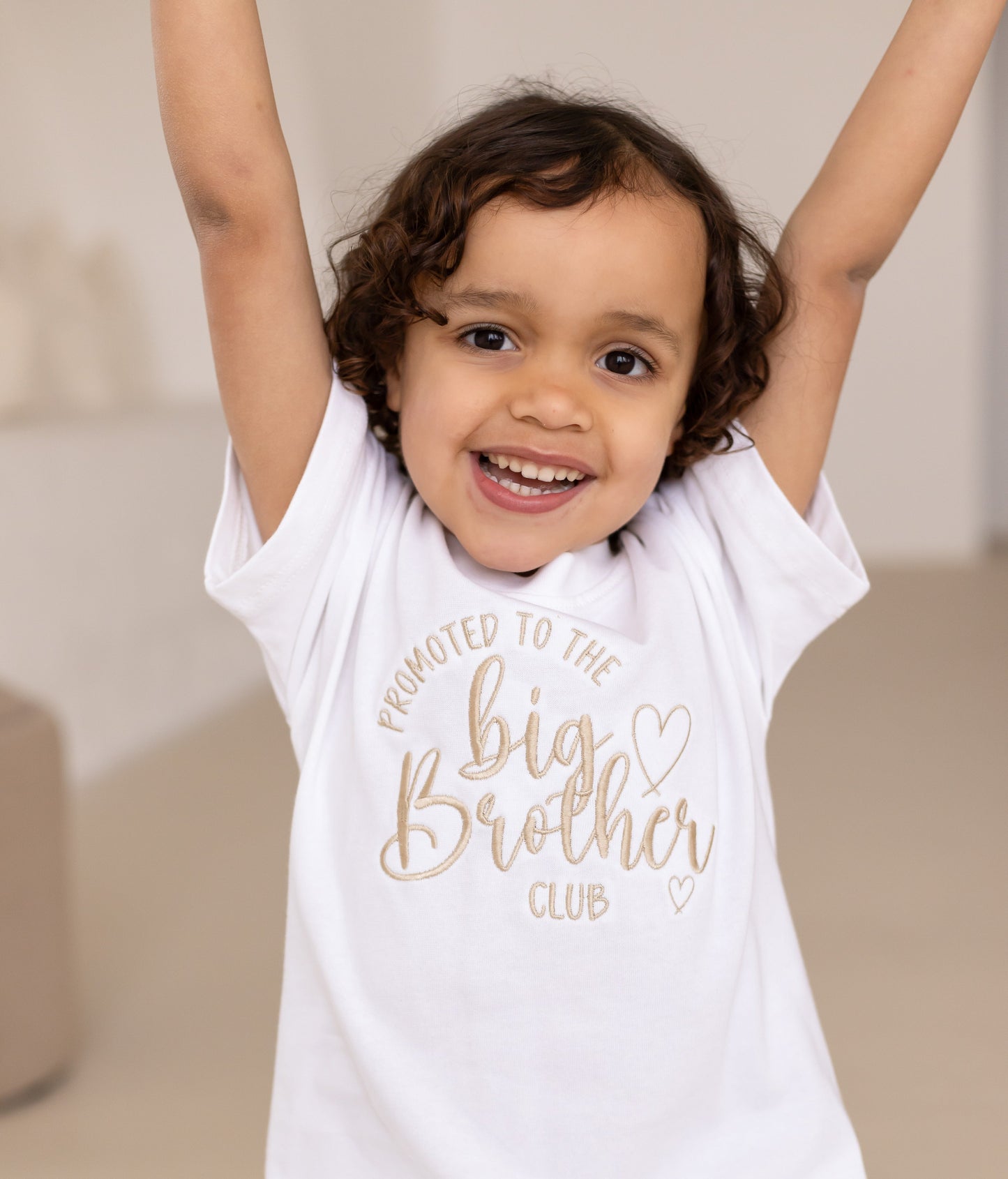 Promoted to the Big Sister/Big Brother Club Embroidered Heart Personalised T Shirt