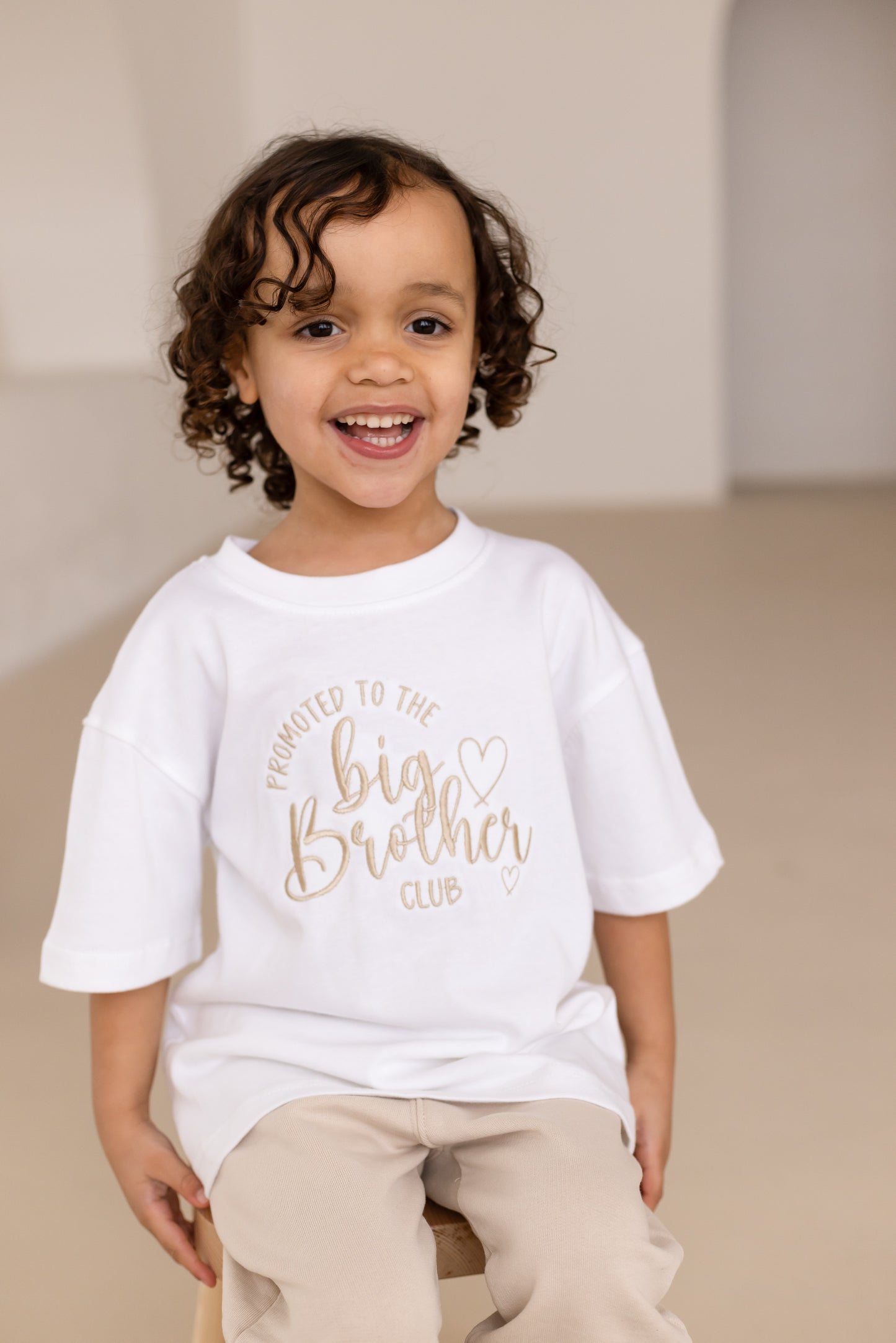 Promoted to the Big Sister/Big Brother Club Embroidered Heart Personalised T Shirt