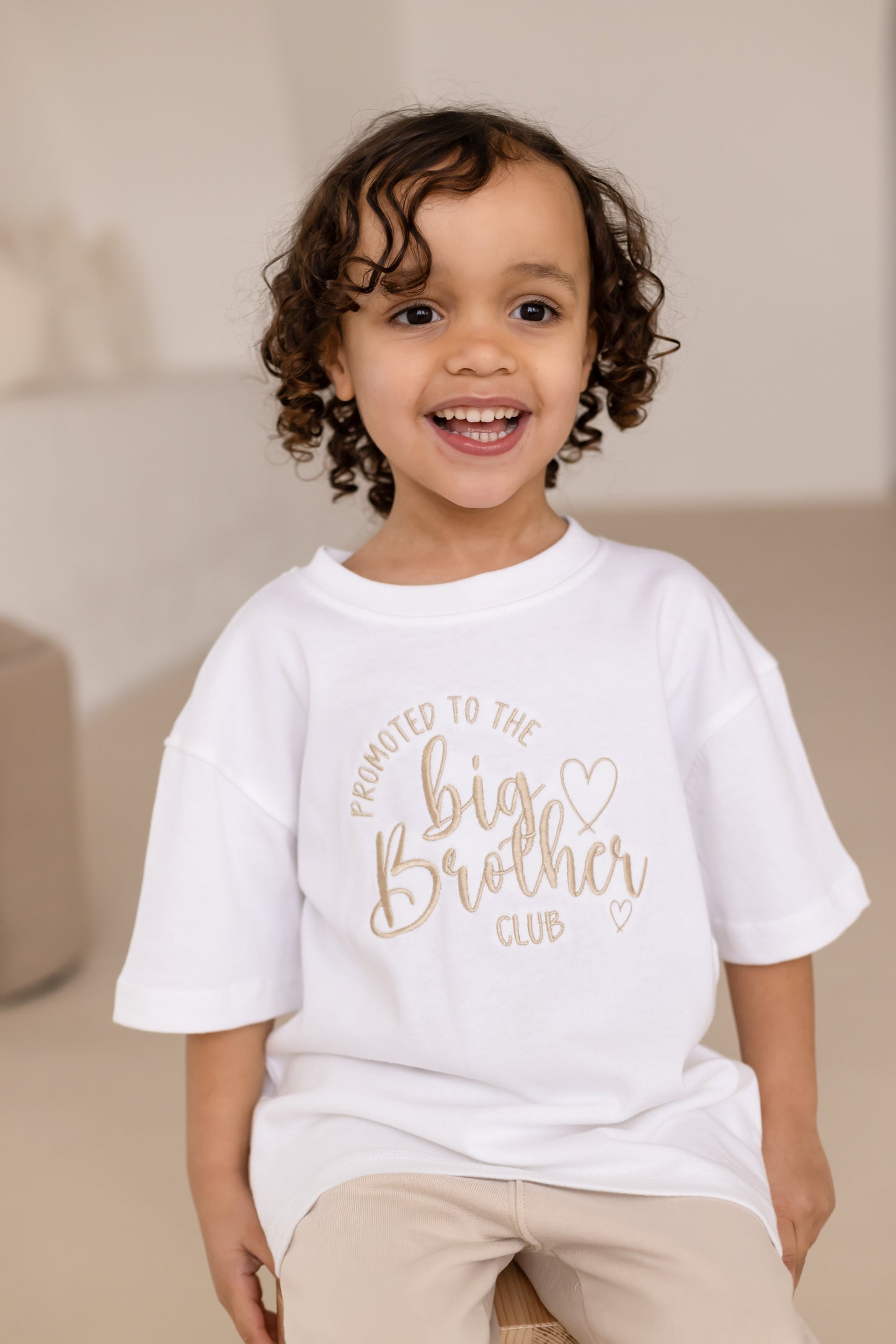Promoted to the Big Sister/Big Brother Club Embroidered Heart Personalised T Shirt
