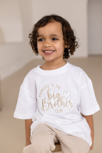 Promoted to the Big Sister/Big Brother Club Embroidered Heart Personalised T Shirt