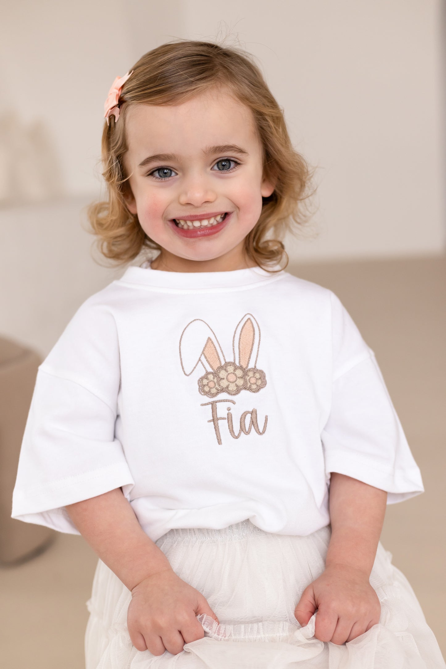 Personalised Embroidered Easter Bunny Ears T shirt