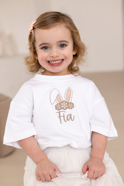 Personalised Embroidered Easter Bunny Ears T shirt
